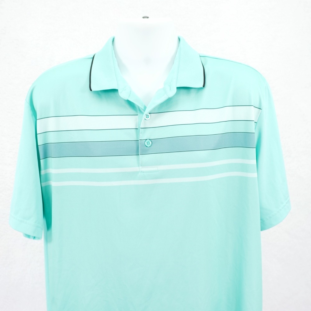 Callaway Opti-Dry Large Men's Teal / Seafoam Green Colorblock Striped Polo Shirt